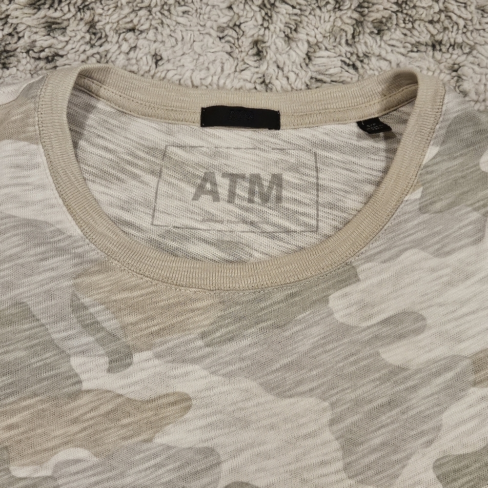 ATM SZ S Midi Grunge Camo Slub Jersey Crew Neck Long Sleeve Casual Shift Dress - Picture 11 of 16